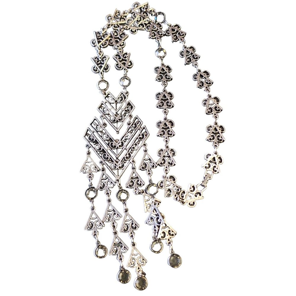 Vintage Unsigned Goldette Crystal Statement Necklace (A2925)